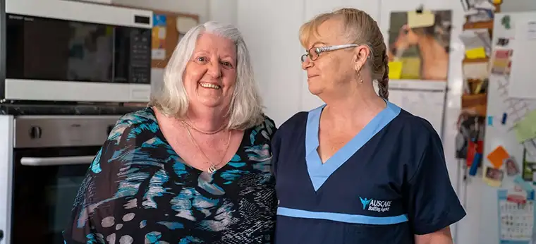 Perth healthcare staff member with an elderly client